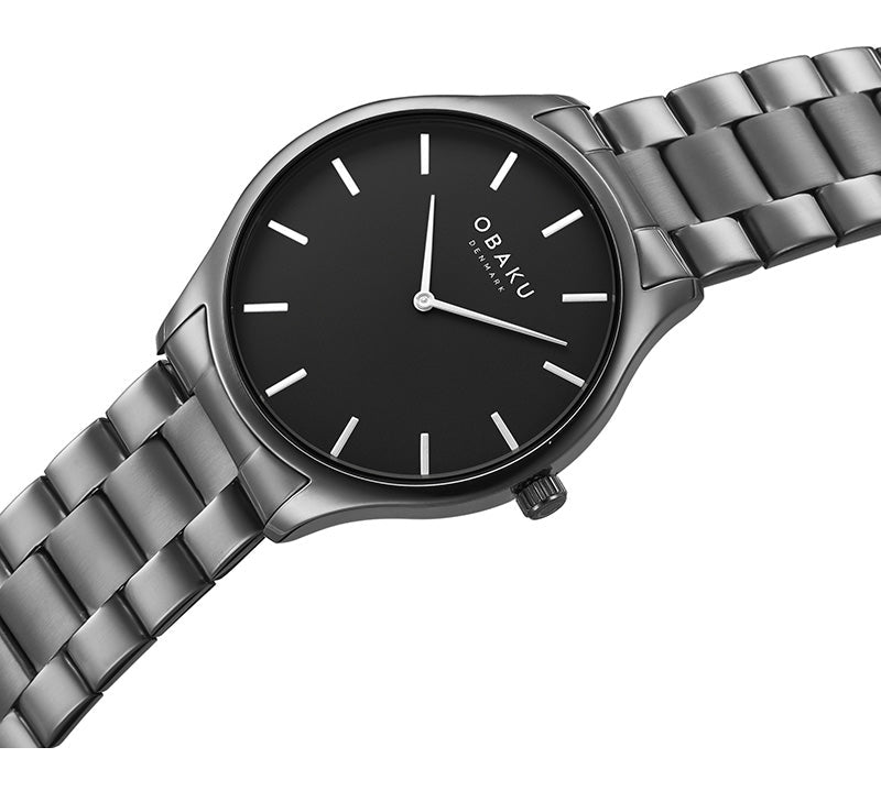 Obaku Tang-Dark Gents Stainless Steel Strap Black Dial V260GXBBSB
