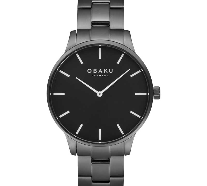 Obaku Tang-Dark Gents Stainless Steel Strap Black Dial V260GXBBSB