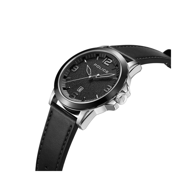 Police Gents Cliff Black Leather Strap