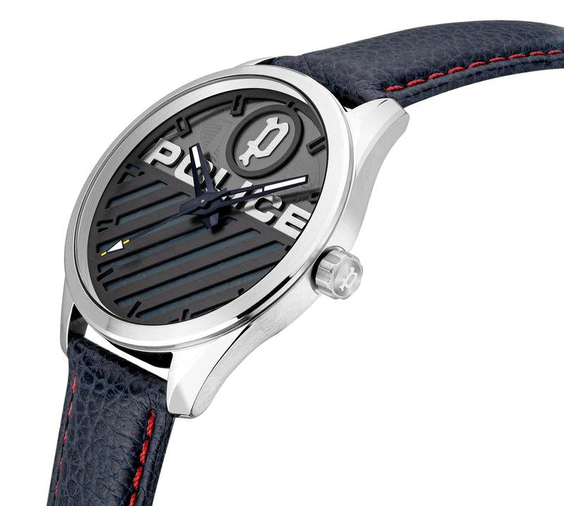 Police Gents Grille Blue Leather Strap