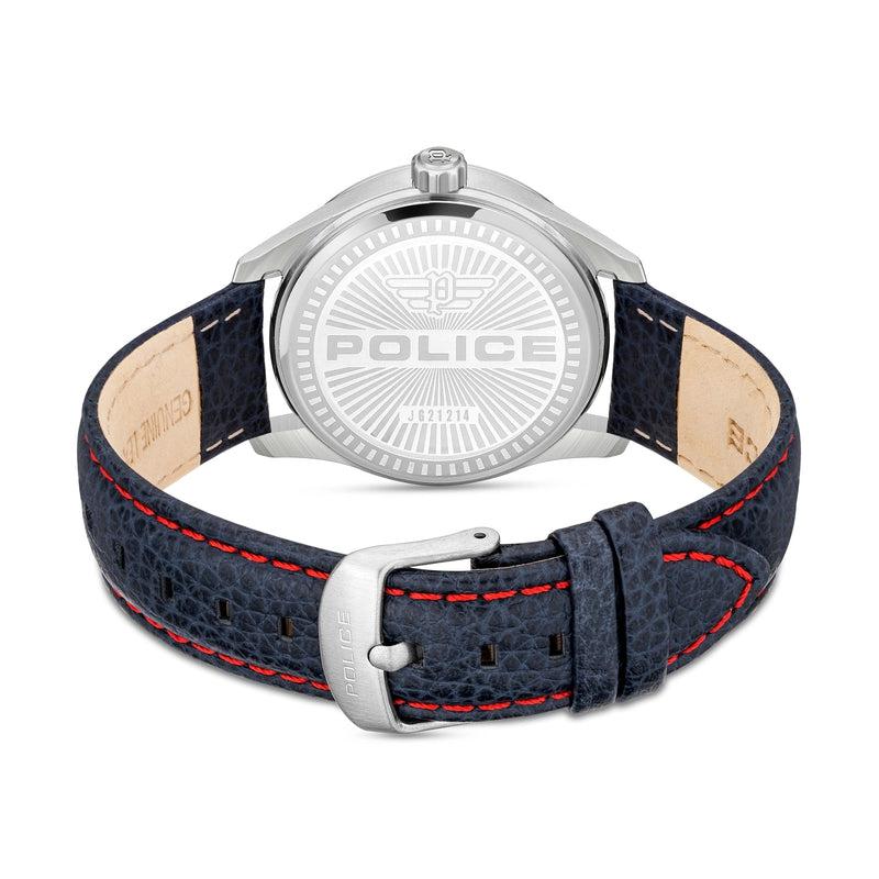 Police Gents Grille Blue Leather Strap