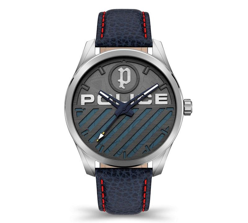 Police Gents Grille Blue Leather Strap