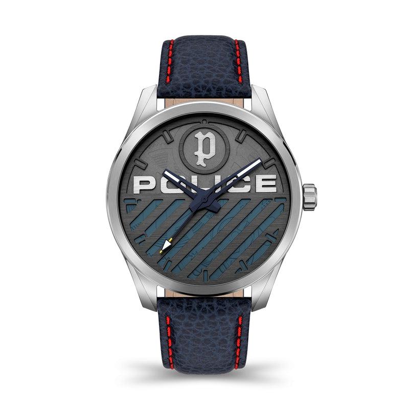 Police Gents Grille Blue Leather Strap
