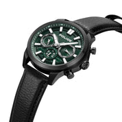 Police Rangy Black Leather Watch with Steel Case
