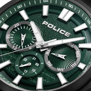 Police Rangy Black Leather Watch with Steel Case