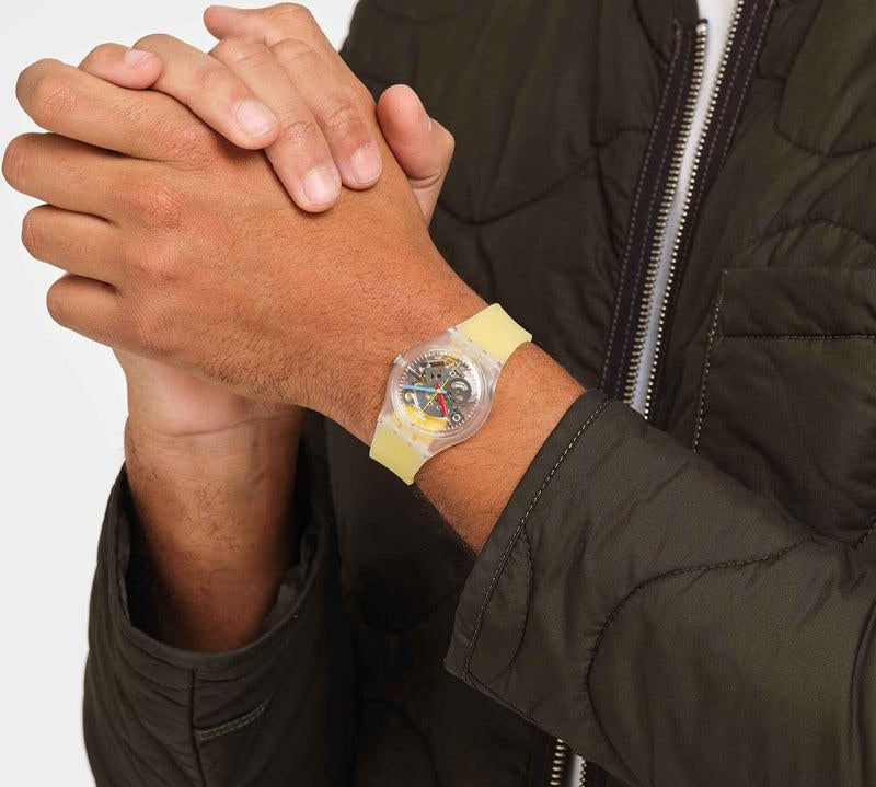 Swatch CLEARLY YELLOW STRIPED Watch GE291