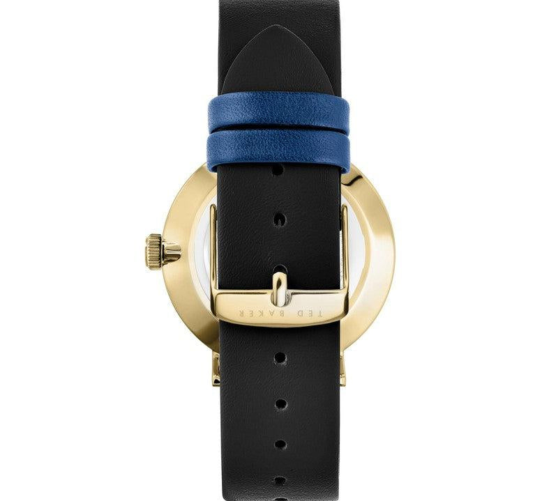 Ted Baker Dempsey Gold-Tone Black Leather Strap