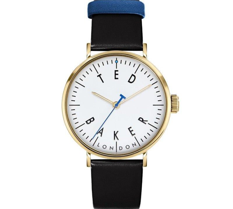 Ted Baker Dempsey Gold-Tone Black Leather Strap