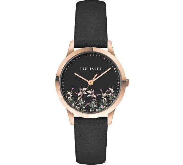 Ted Baker Fitzrovia Jardin Rose Gold-Tone Leather Watch
