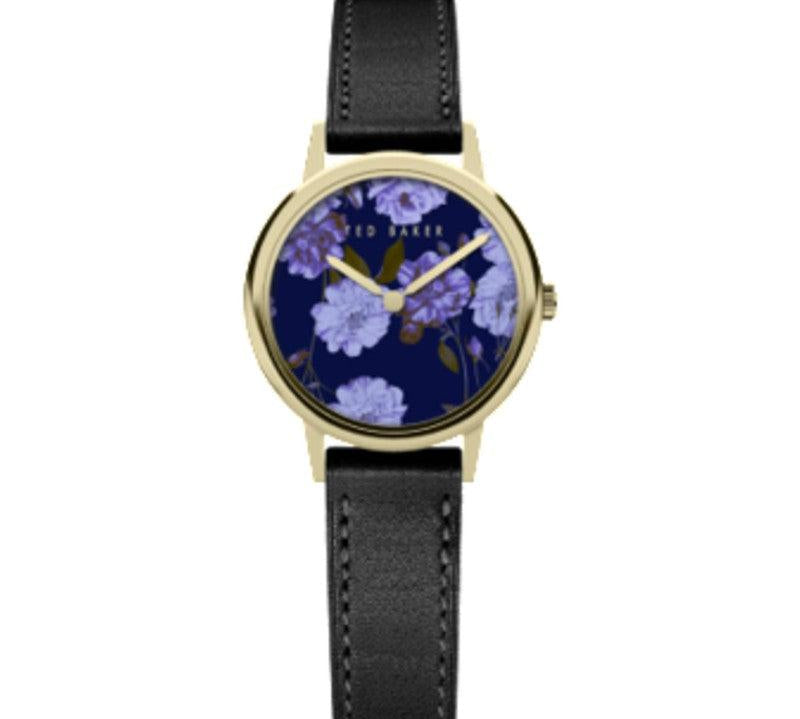 Ted Baker Ladies Gold Tone Blue Dial Leather Watch
