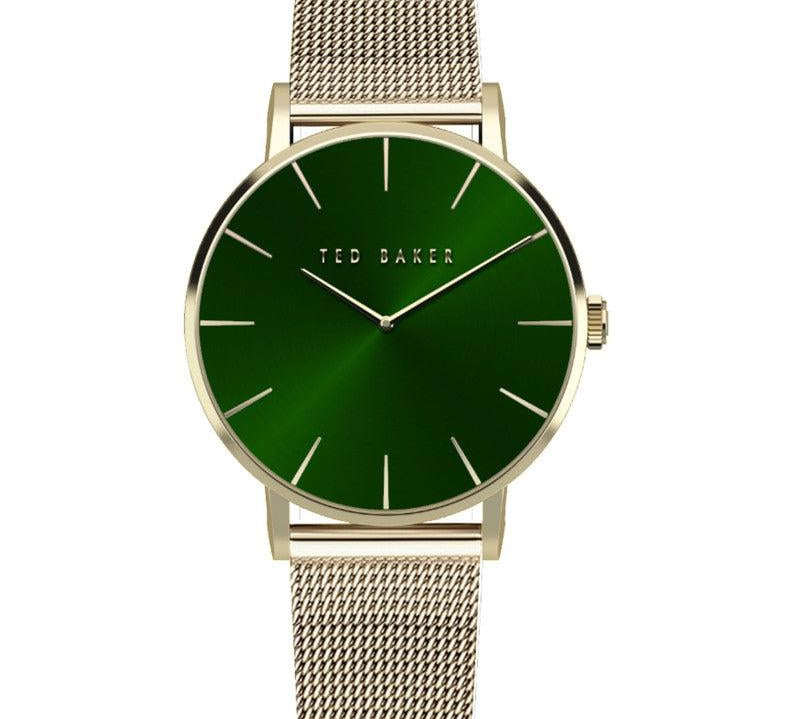 Ted Baker Ladies Gold-Tone Green Dial Mesh Strap Watch