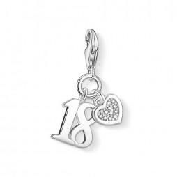 Anniversary Silver Diamond Lucky No. 18 Charm