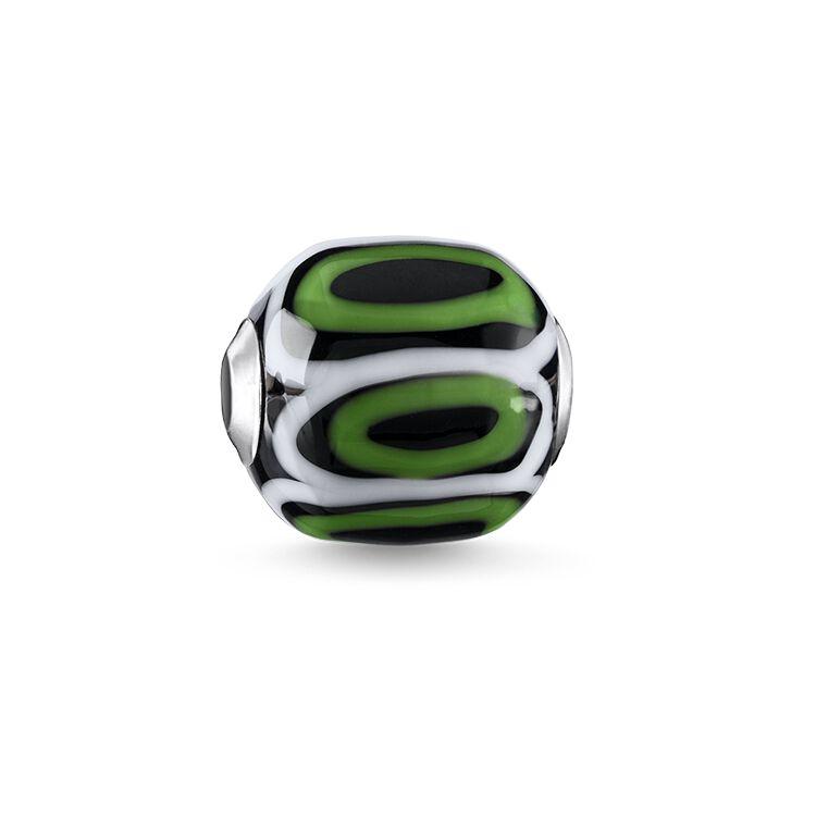 BEAD GLASS BEAD GREEN, BLACK, WHITE