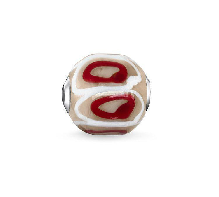 Thomas Sabo BEAD GLASS BEAD RED, BEIGE, WHITE