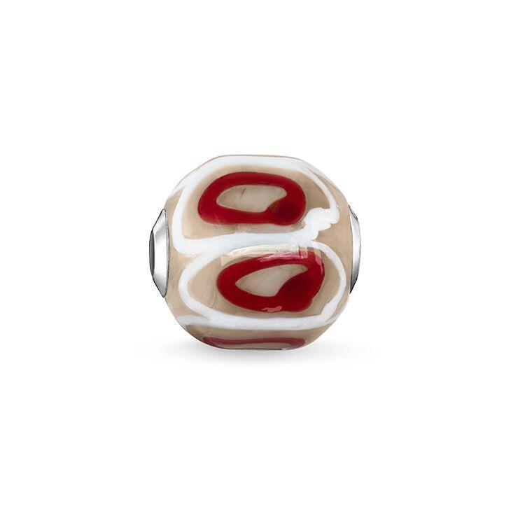 BEAD GLASS BEAD RED, BEIGE, WHITE