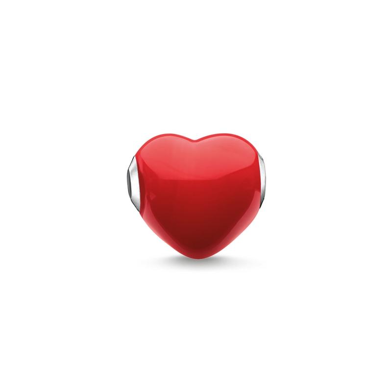 BEAD GLASS HEART RED