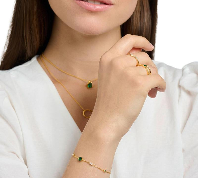 Thomas Sabo Bracelet With Green And White Stones Gold