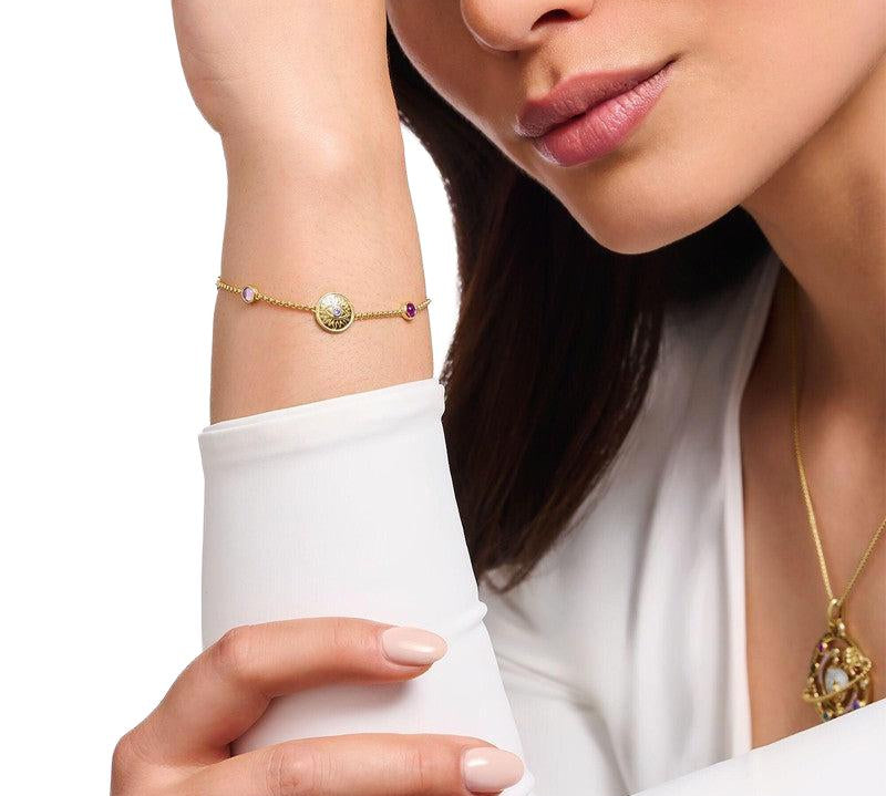 Thomas Sabo Bracelet - Yellow-Gold Plated with a Sun Coin and Various Stones