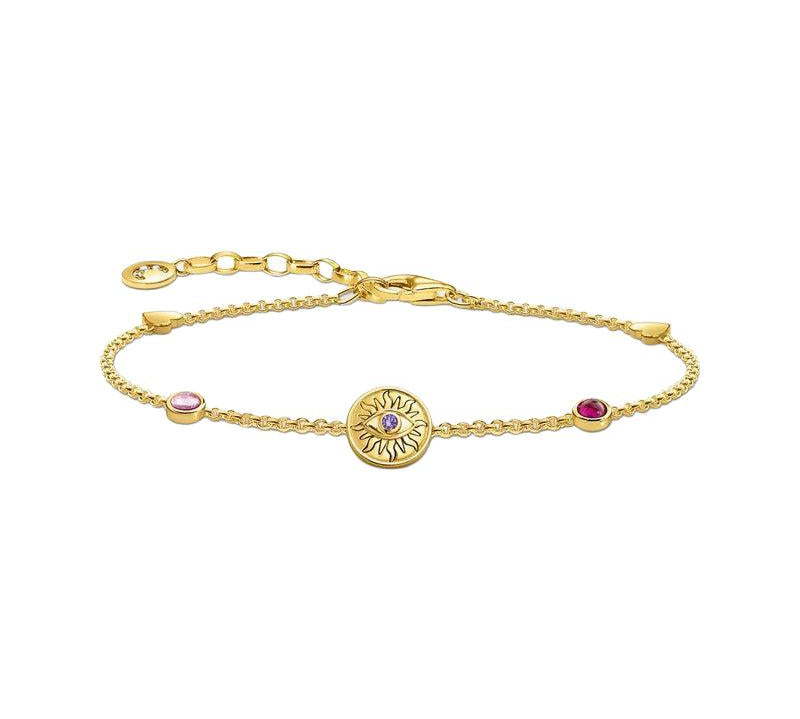 Thomas Sabo Bracelet - Yellow-Gold Plated with a Sun Coin and Various Stones