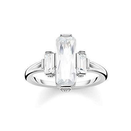 Thomas Sabo CZ Large Center White Stone Baguette Ring