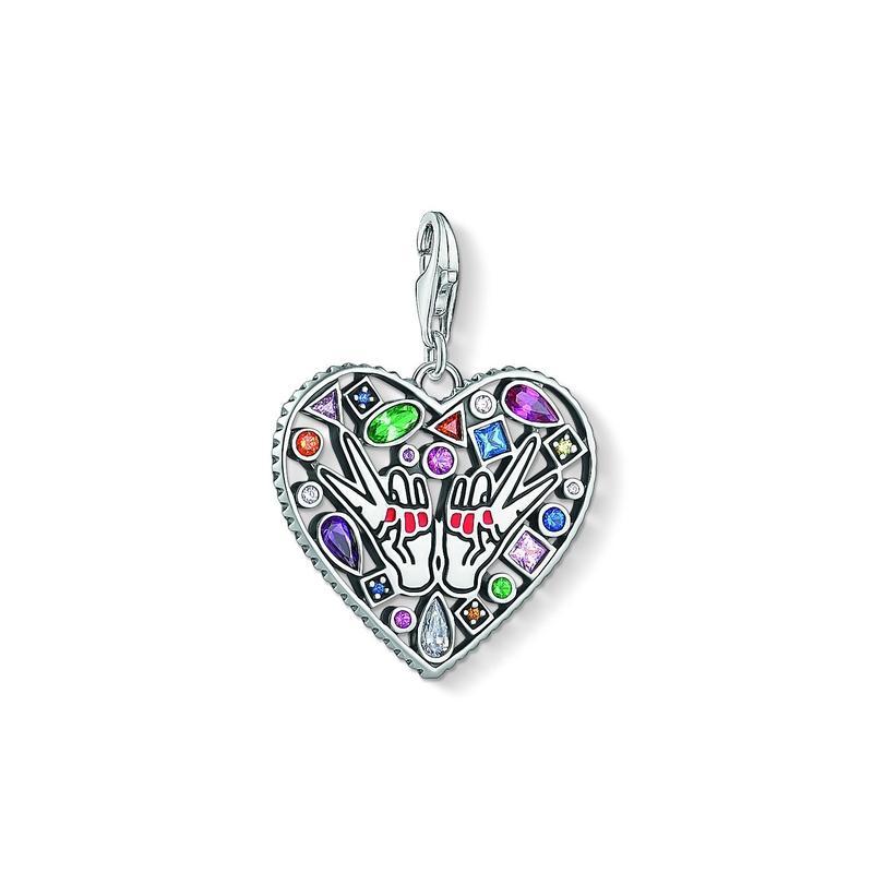 Thomas Sabo Filigree Multi-Colour Oxidised Heart Charm