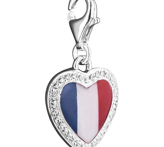 Thomas Sabo France Flag Heart Charm Pendant Enamelled