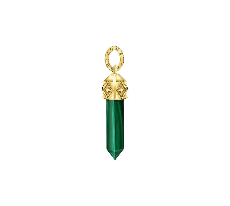 Thomas Sabo Gold-plated Pendant with Hexagon-cut Green Malachite