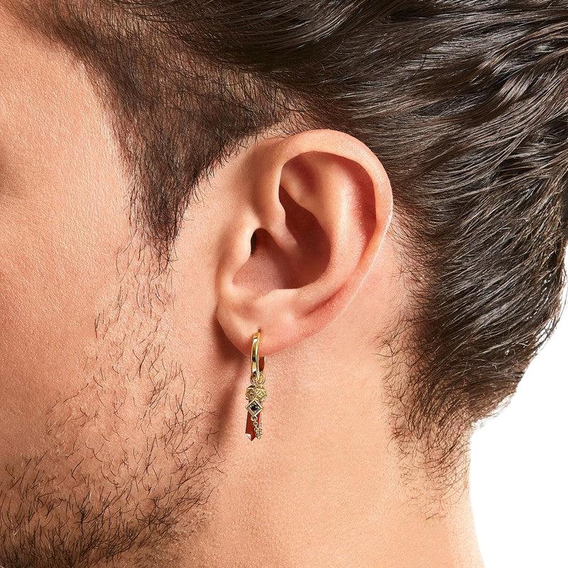 Thomas Sabo Gold-plated Single Hoop Earring with Red Tiger's Eye