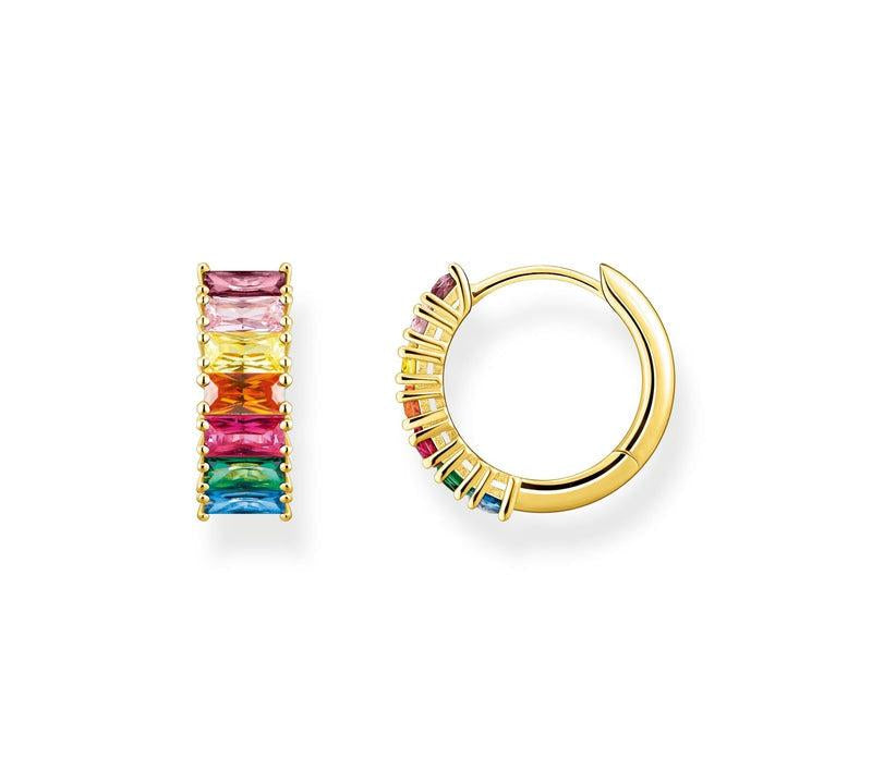 Thomas Sabo Hoop Earrings Colourful Stones Pave Gold