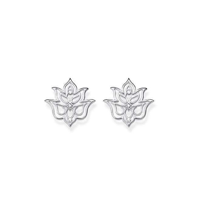 Ladies Glam And Soul Silver Diamond Lotus Flower Ornamentation Earrings