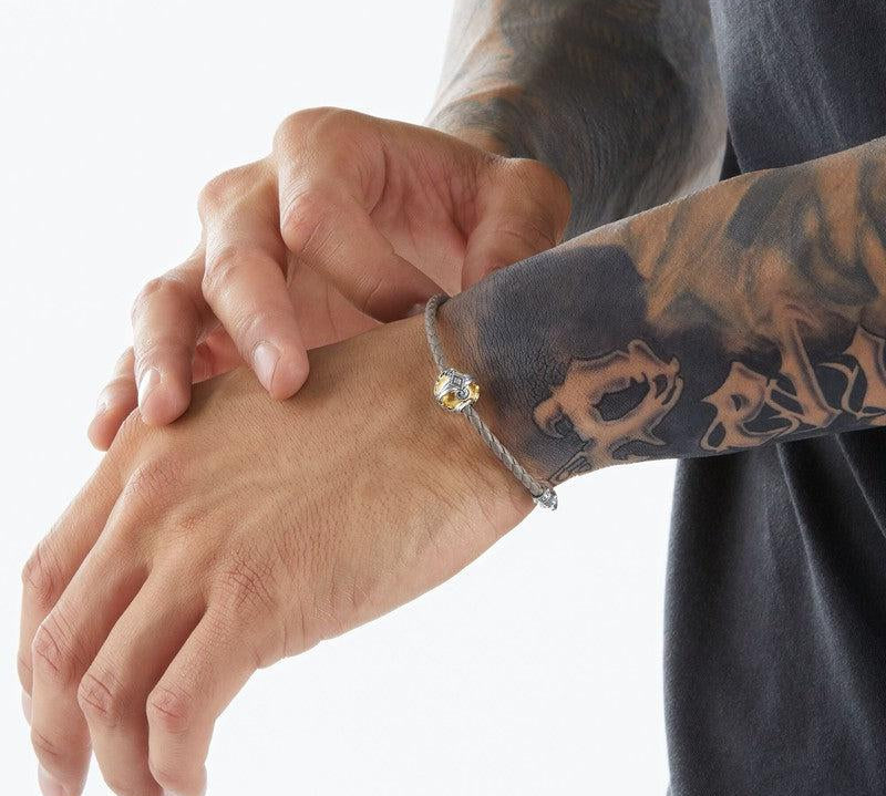 Thomas Sabo Leather bracelet grey tree of love gold