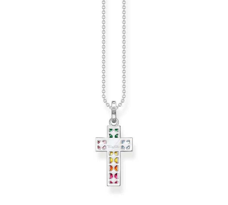 Thomas Sabo Necklace Cross Colourful Stones Silver