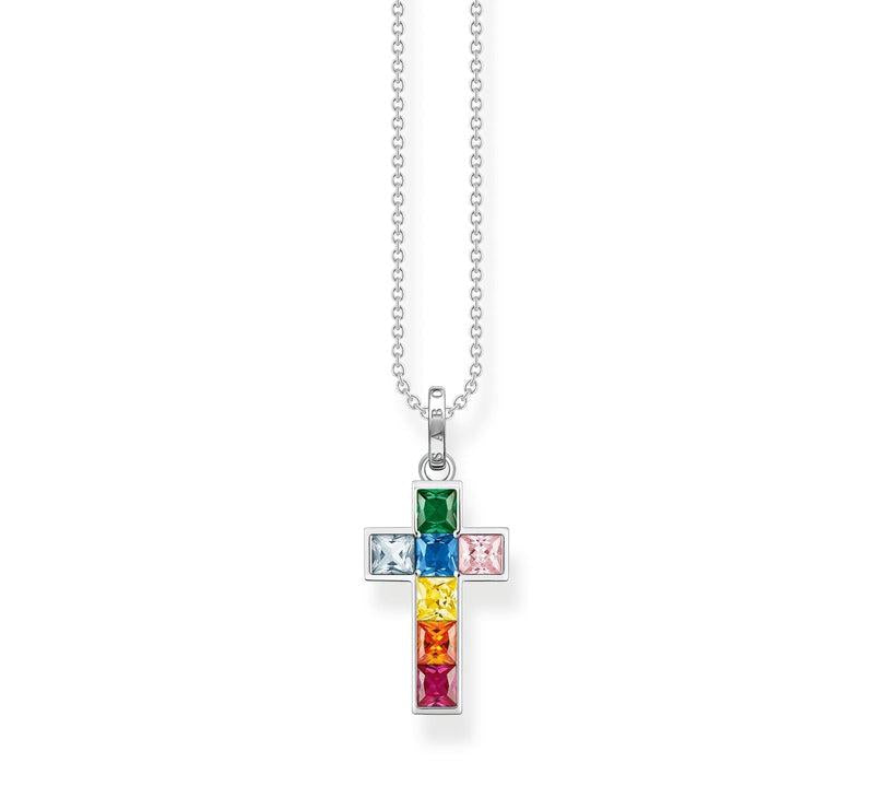 Thomas Sabo Necklace Cross Colourful Stones Silver