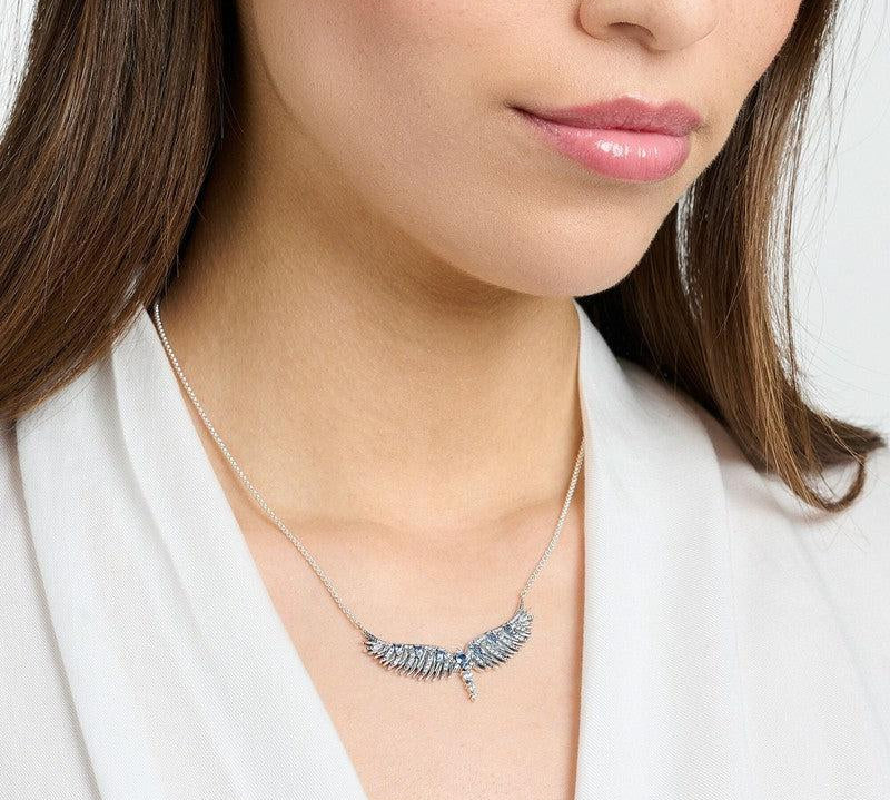 Thomas Sabo Necklace Phoenix Wing With Blue Stones Silver
