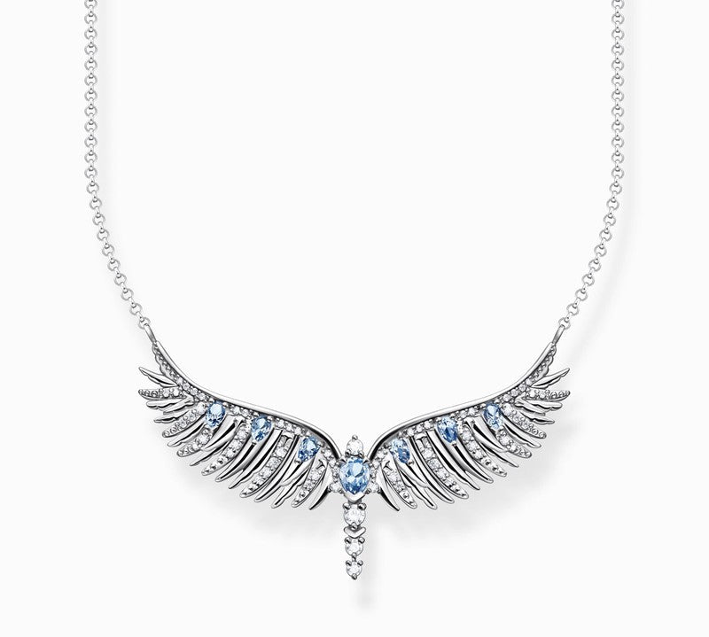 Thomas Sabo Necklace Phoenix Wing With Blue Stones Silver