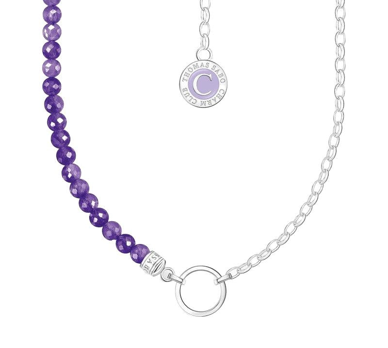 Thomas Sabo Necklace - Violet Imitation Amethyst Beads - Silver