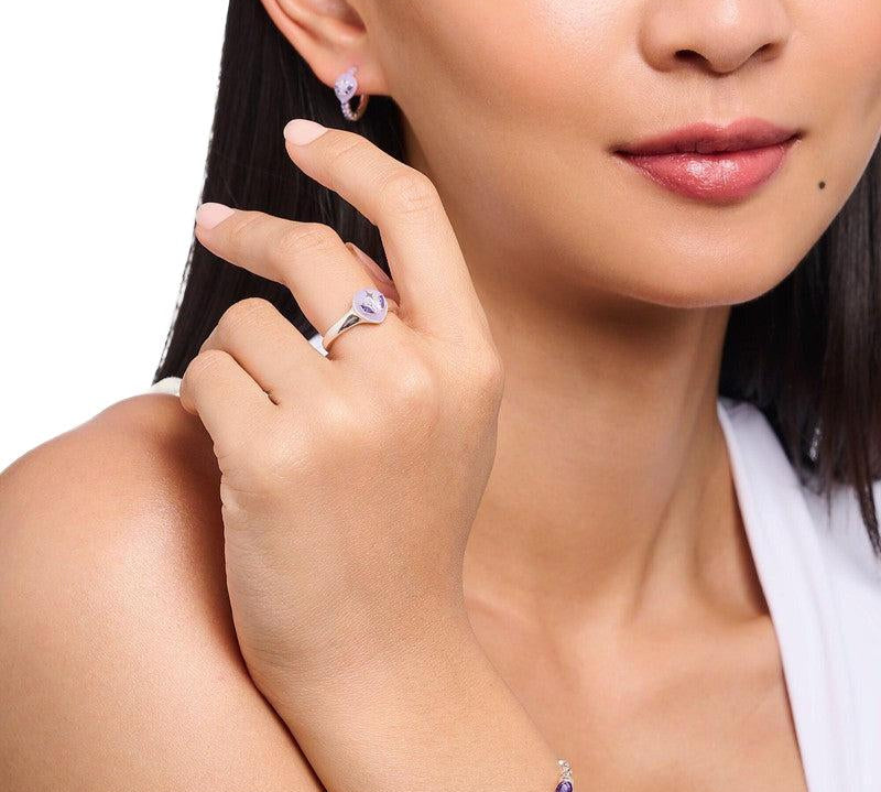 Thomas Sabo Ring with Alien Head and Violet Stones
