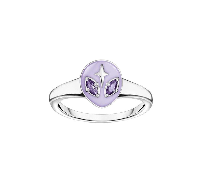 Thomas Sabo Ring with Alien Head and Violet Stones