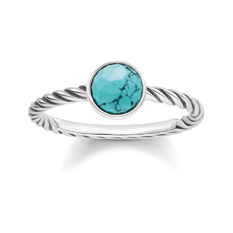 Ring with Imitation Turquoise Silver