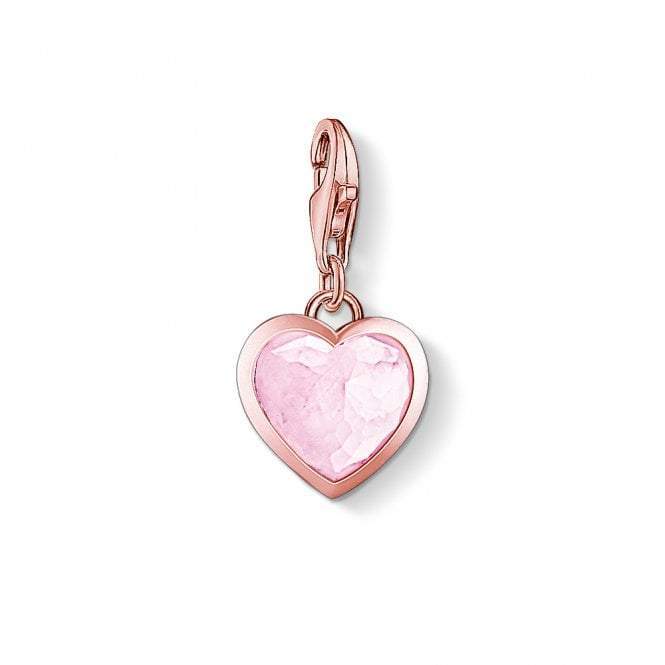 Rose Gold Milky Quartz Heart Charm