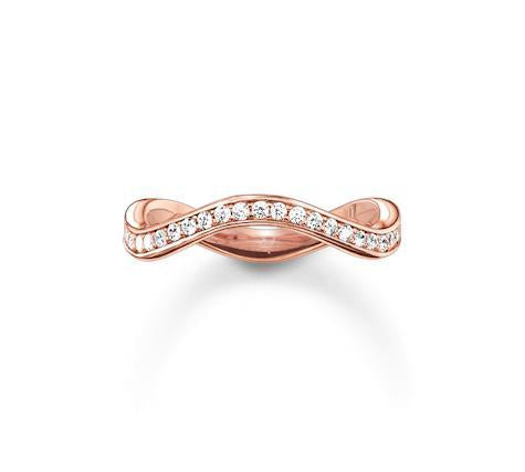 Thomas Sabo Rose Gold Plated Cubic Zirconia Narrow Wave Ring