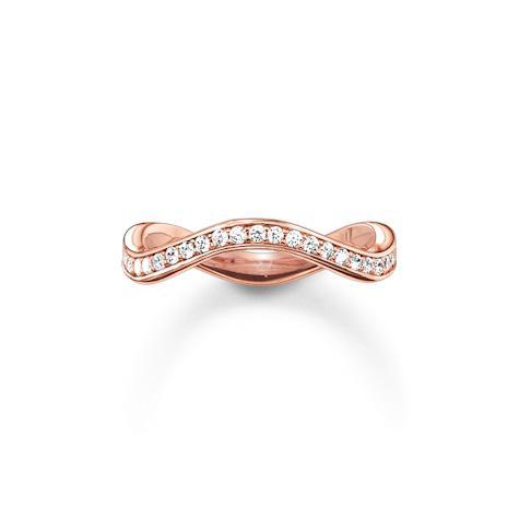 Rose Gold Plated Cubic Zirconia Narrow Wave Ring