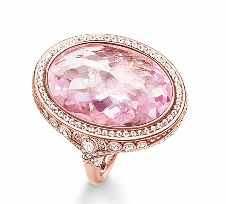 Thomas Sabo Rose Gold Plated Large Oval Pink CZ Ring