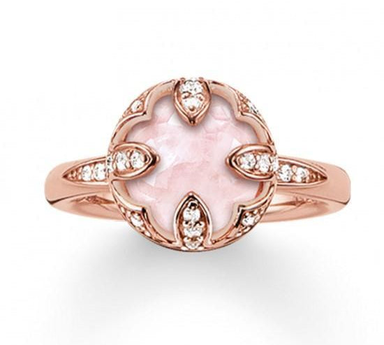 Thomas Sabo Rose Gold Plated Round Pink Cubic Zirconia Rin