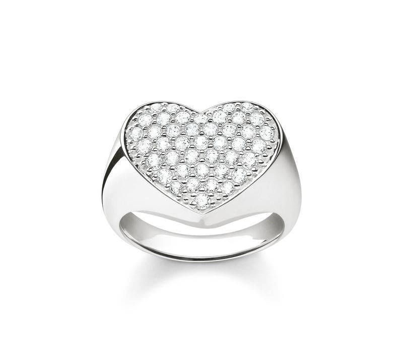 Thomas Sabo SIGNET RING HEART PAVE