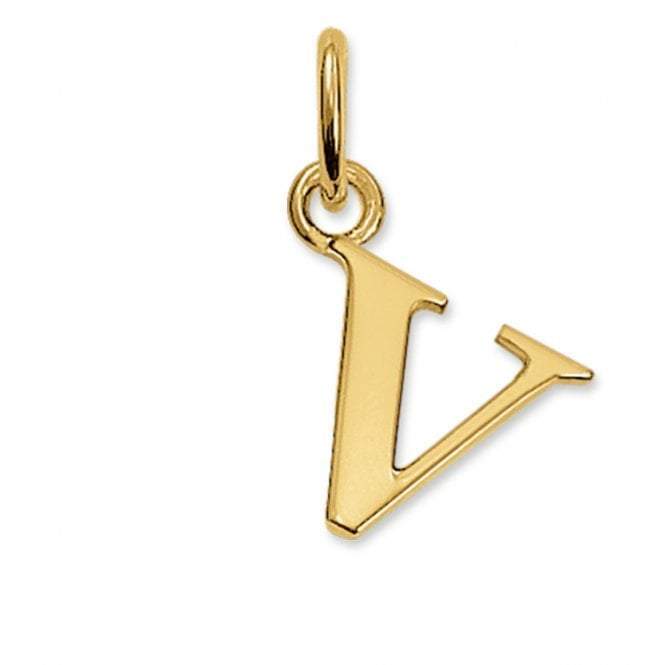 STERLING SILVER Gold Plated Letter V