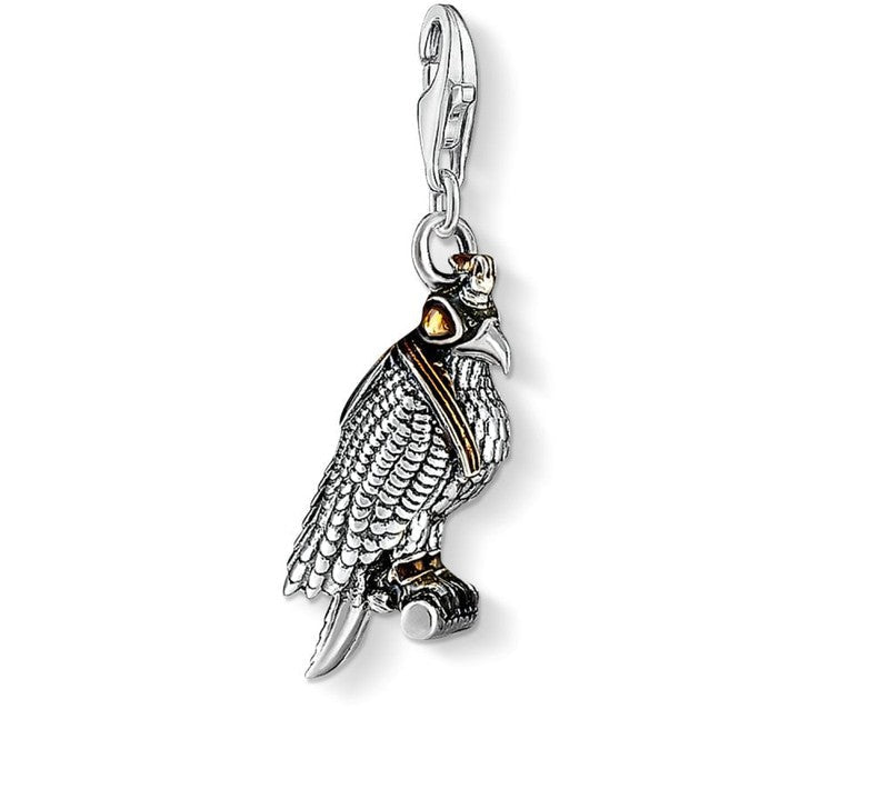 Thomas Sabo Silver, Black, Brown & Yellow Enamel Falcon Charm