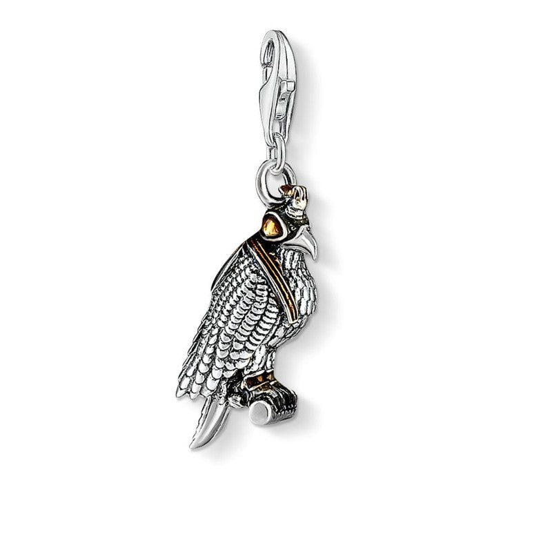 Silver, Black, Brown & Yellow Enamel Falcon Charm