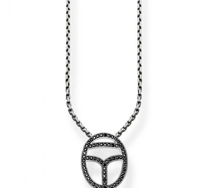 Thomas Sabo Silver Black Cubic Zirconia Scarab Symbol Necklace