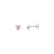 Thomas Sabo Silver Blackened Ear Studs in Heart-shape with Pink Zirconia